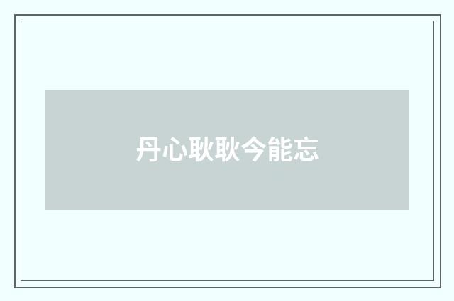丹心耿耿今能忘
