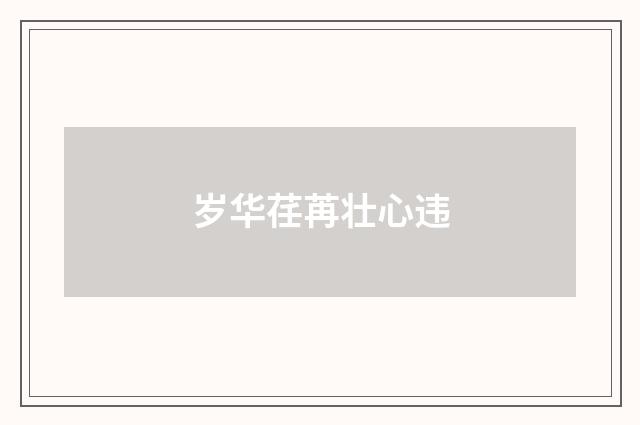 岁华荏苒壮心违