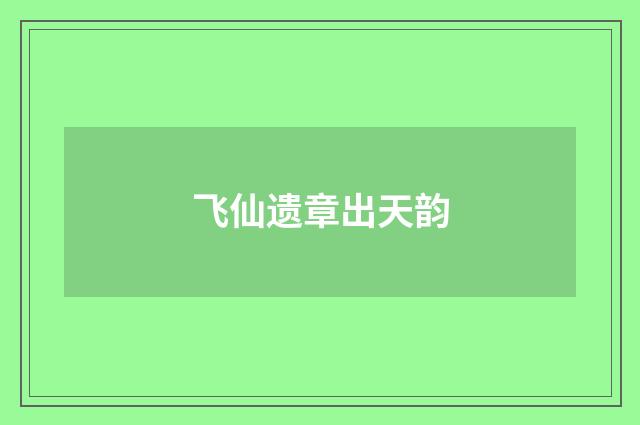 飞仙遗章出天韵