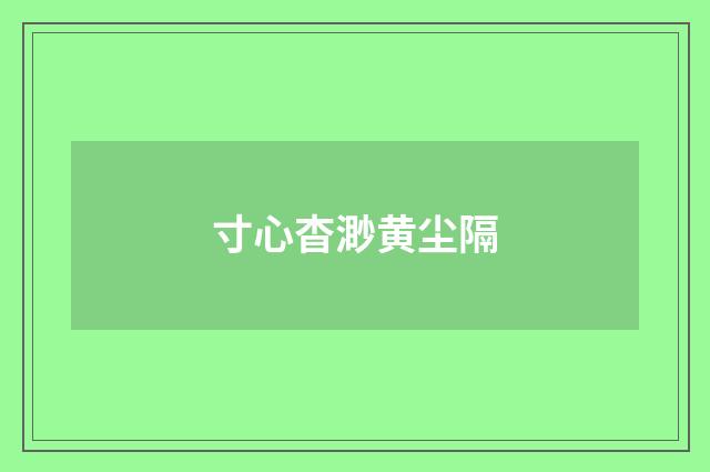 寸心杳渺黄尘隔
