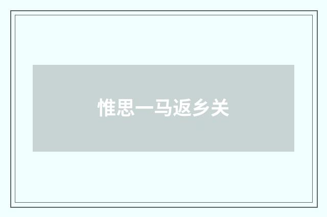 惟思一马返乡关