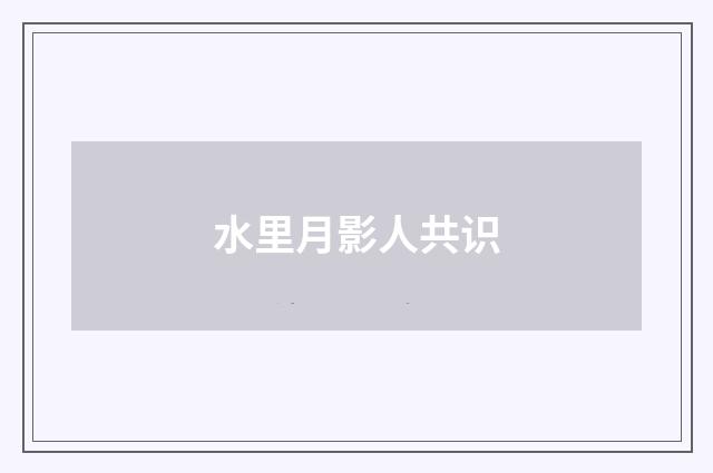 水里月影人共识