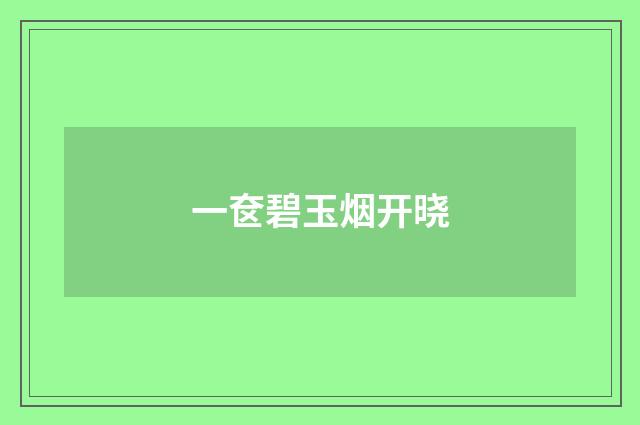 一奁碧玉烟开晓