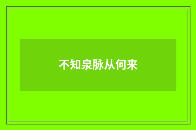 不知泉脉从何来