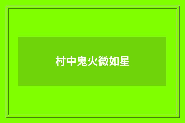 村中鬼火微如星