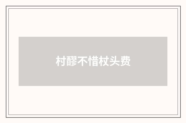 村醪不惜杖头费