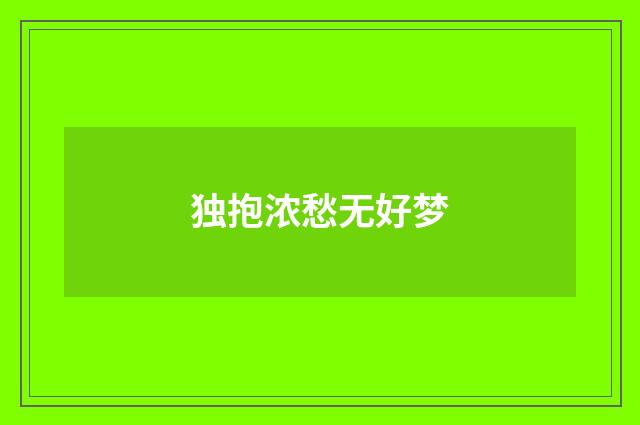 独抱浓愁无好梦