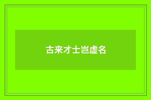 古来才士岂虚名