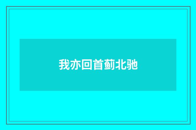 我亦回首蓟北驰