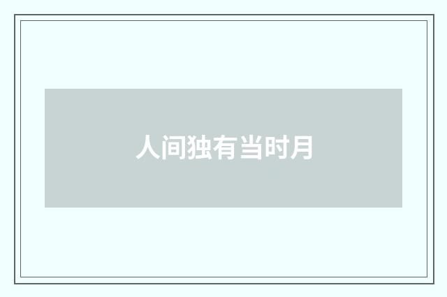 人间独有当时月