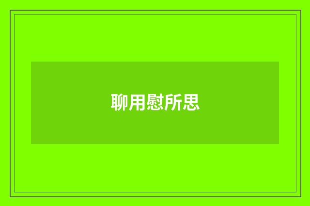 聊用慰所思