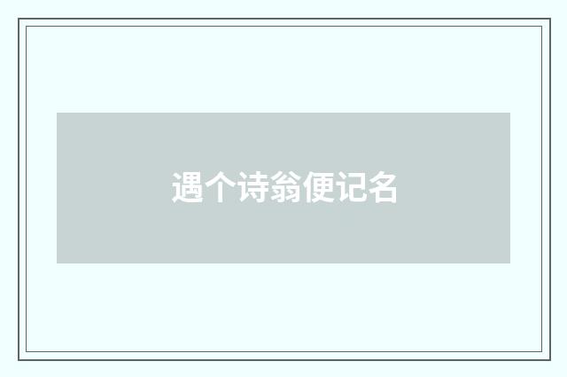 遇个诗翁便记名