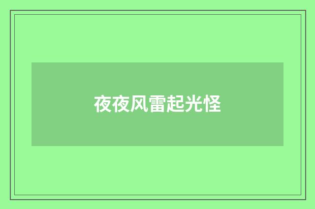 夜夜风雷起光怪