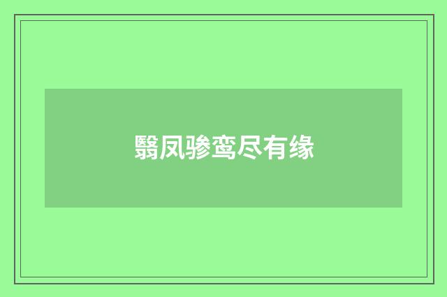 翳凤骖鸾尽有缘
