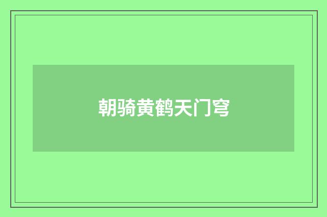 朝骑黄鹤天门穹