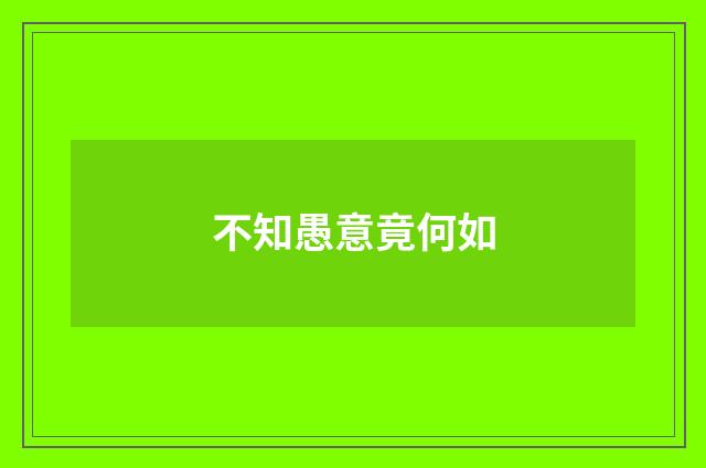 不知愚意竟何如