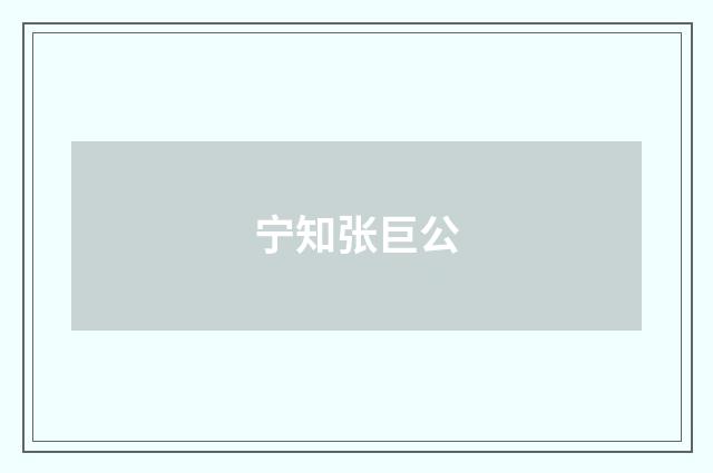 宁知张巨公