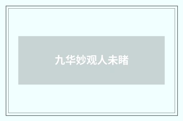九华妙观人未睹
