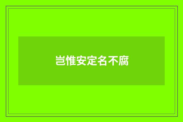 岂惟安定名不腐