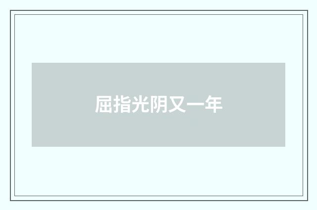 屈指光阴又一年