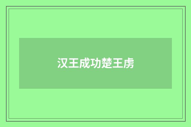汉王成功楚王虏