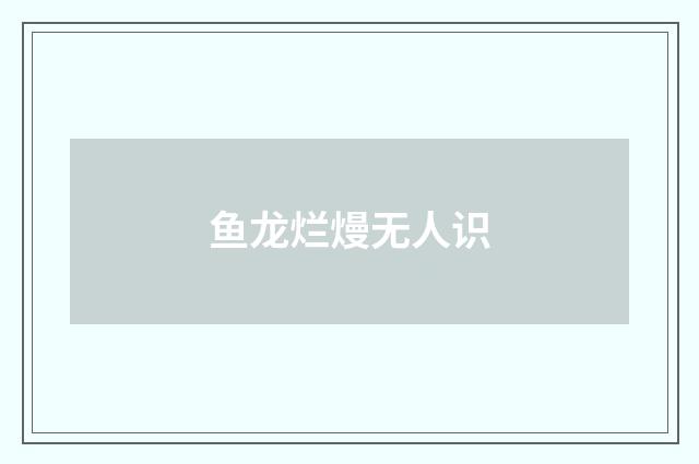 鱼龙烂熳无人识