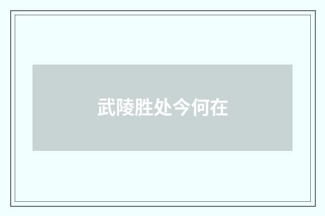 武陵胜处今何在