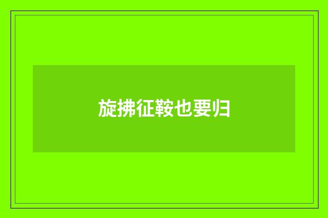 旋拂征鞍也要归