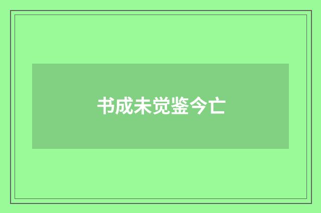 书成未觉鉴今亡