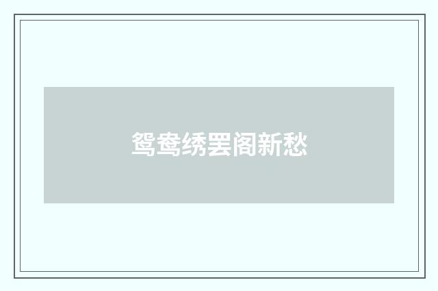 鸳鸯绣罢阁新愁
