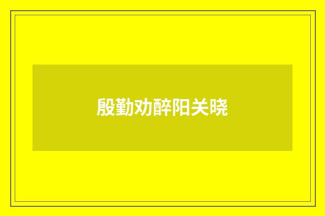 殷勤劝醉阳关晓