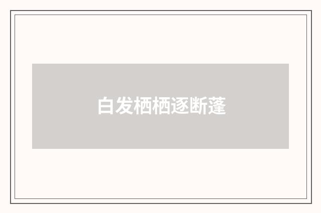 白发栖栖逐断蓬