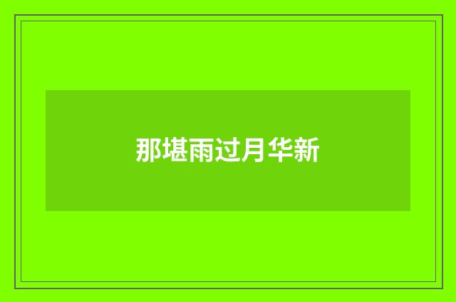 那堪雨过月华新