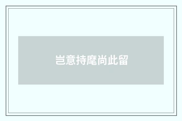 岂意持麾尚此留