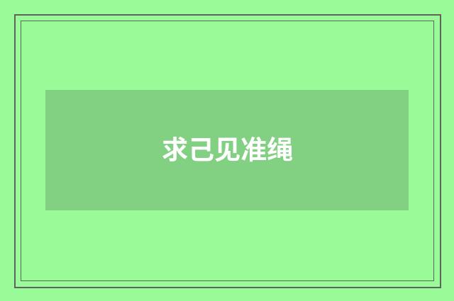 求己见准绳