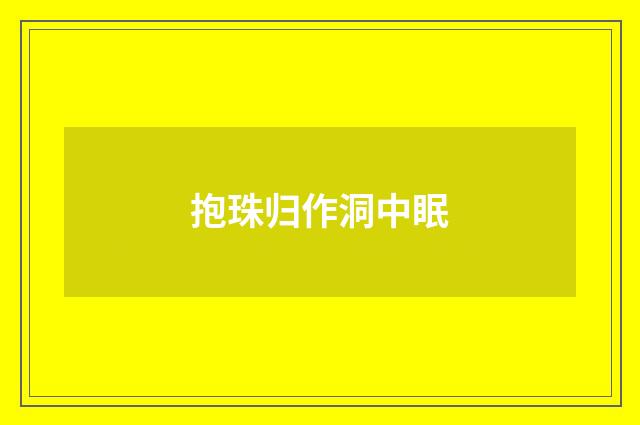 抱珠归作洞中眠