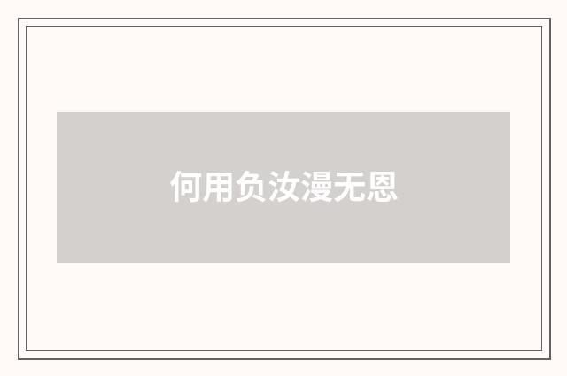 何用负汝漫无恩