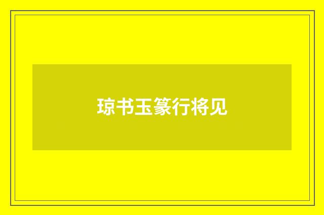 琼书玉篆行将见