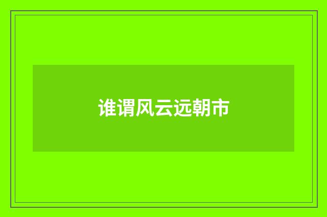 谁谓风云远朝市