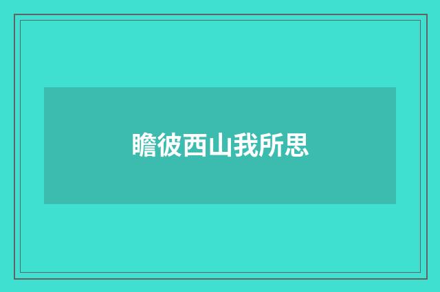 瞻彼西山我所思