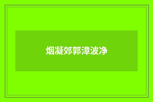 烟凝郊郭漳波净