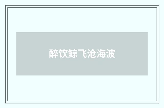 醉饮鲸飞沧海波