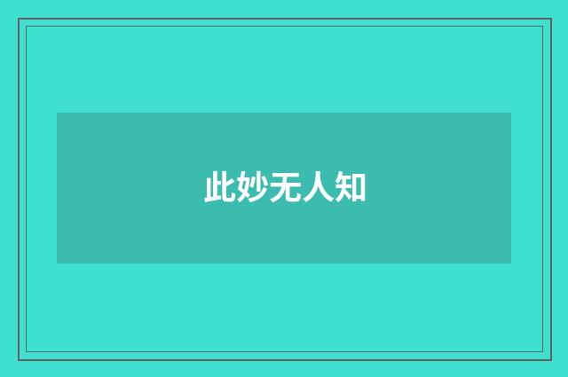 此妙无人知