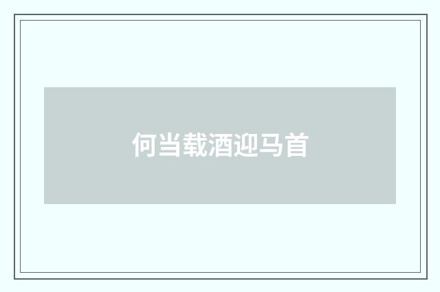 何当载酒迎马首