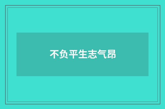 不负平生志气昂