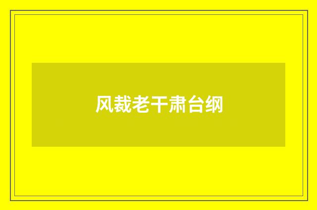 风裁老干肃台纲