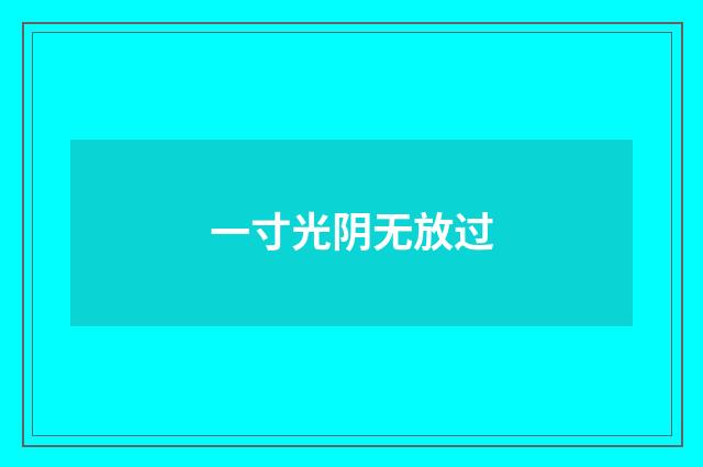 一寸光阴无放过