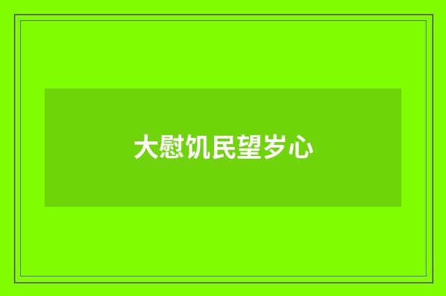 大慰饥民望岁心