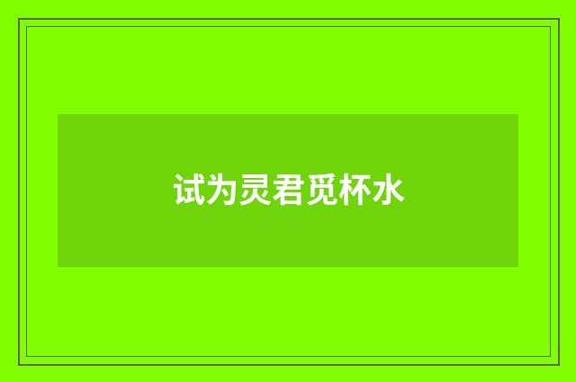 试为灵君觅杯水