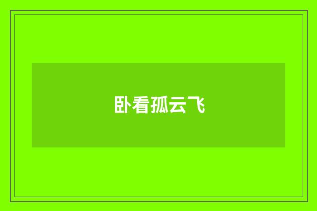 卧看孤云飞